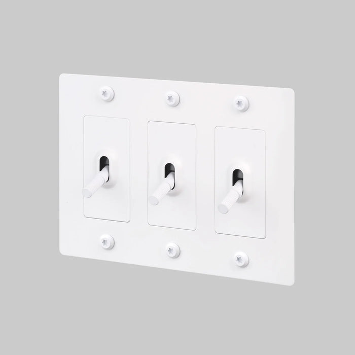 Buster + Punch 3-Gang Toggle Switch – Linear - White / Without Logo - 3G Toggle
