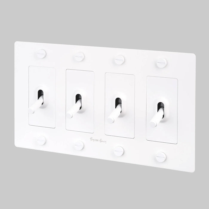 Buster + Punch 4-Gang Toggle Switch – Cross - White / With Logo - 4G Toggle