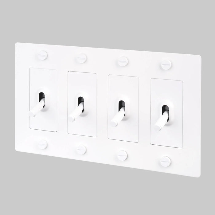 Buster + Punch 4-Gang Toggle Switch – Cross - White / Without Logo - 4G Toggle