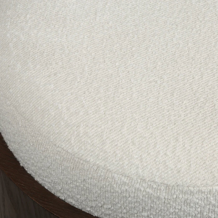 Renwil Capsula Off-White Bouclé and Walnut Ottoman