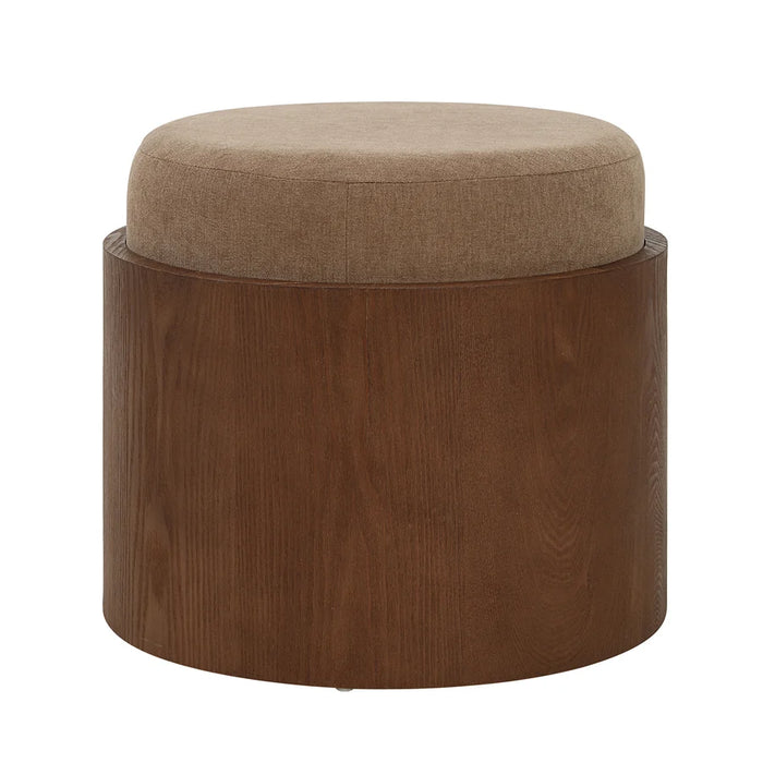 Renwil Capsula Light Brown Linen Ottoman
