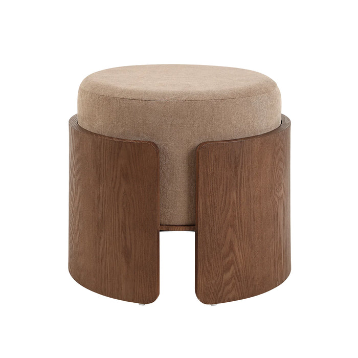 Renwil Capsula Light Brown Linen Ottoman