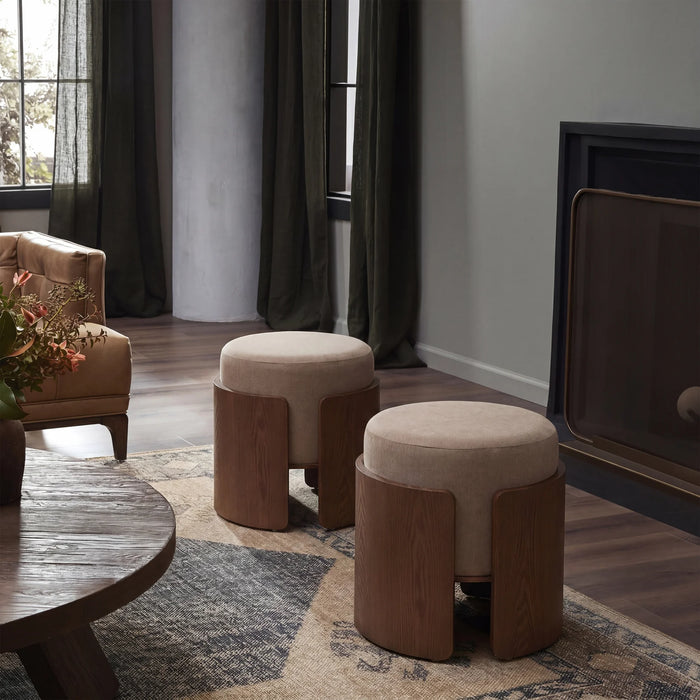 Renwil Capsula Light Brown Linen Ottoman