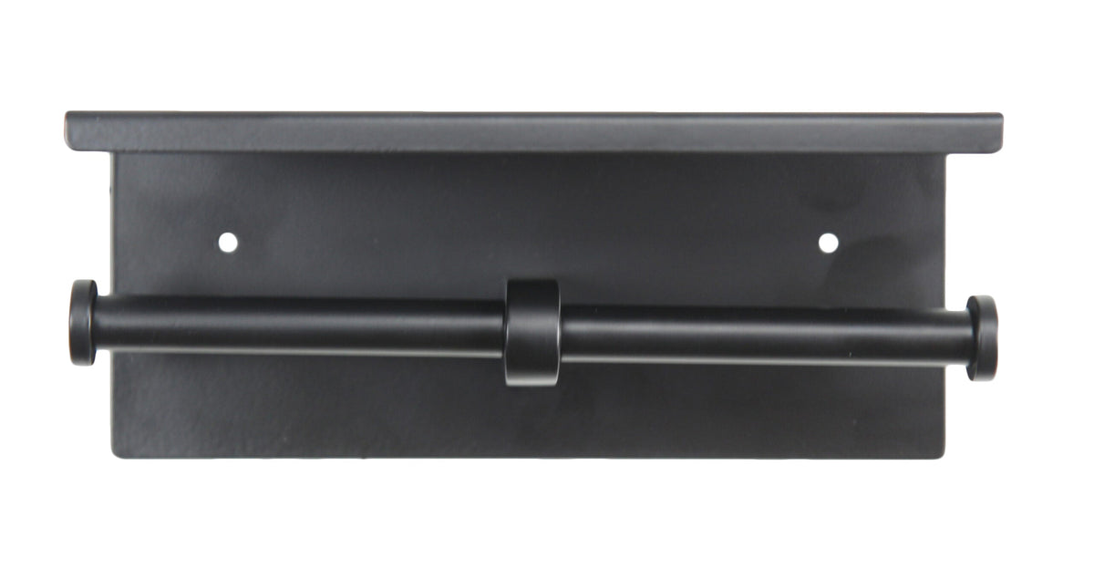Frost 1131 Surface Mounted Double Toilet Paper Holder with Shelf, Matte Black