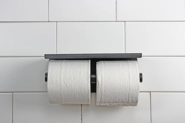 Frost 1131 Surface Mounted Double Toilet Paper Holder with Shelf, Matte Black
