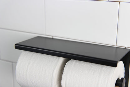 Frost 1131 Surface Mounted Double Toilet Paper Holder with Shelf, Matte Black