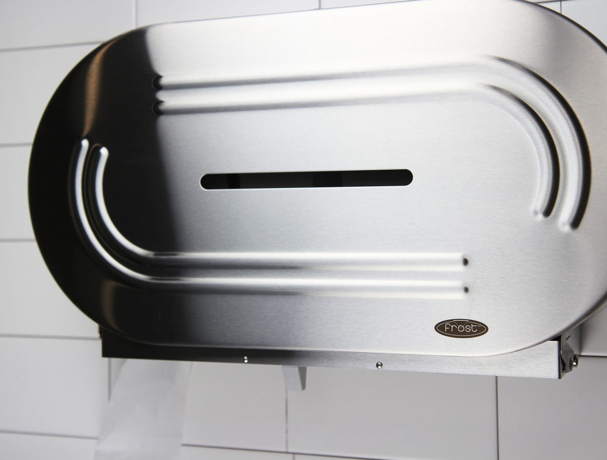 Frost 169 Universal Jumbo Double Toilet Tissue Dispenser, Stainless Steel