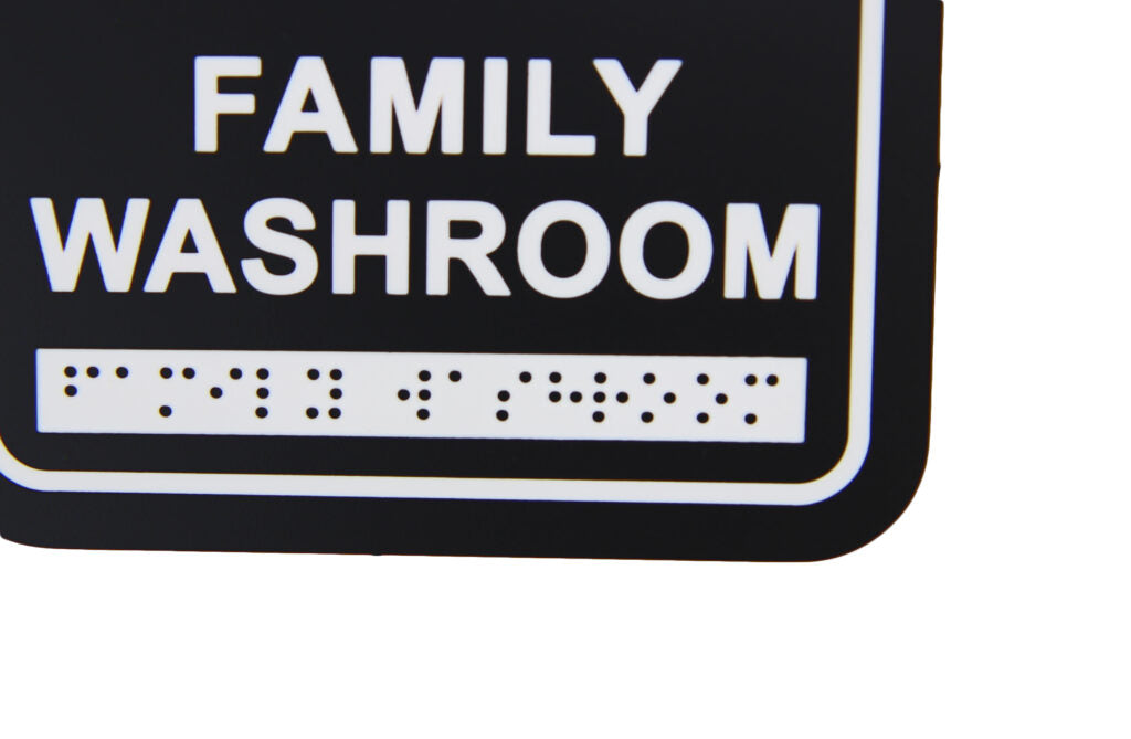 Frost 958 Washroom Signage – Family with Braille Emboss, Black