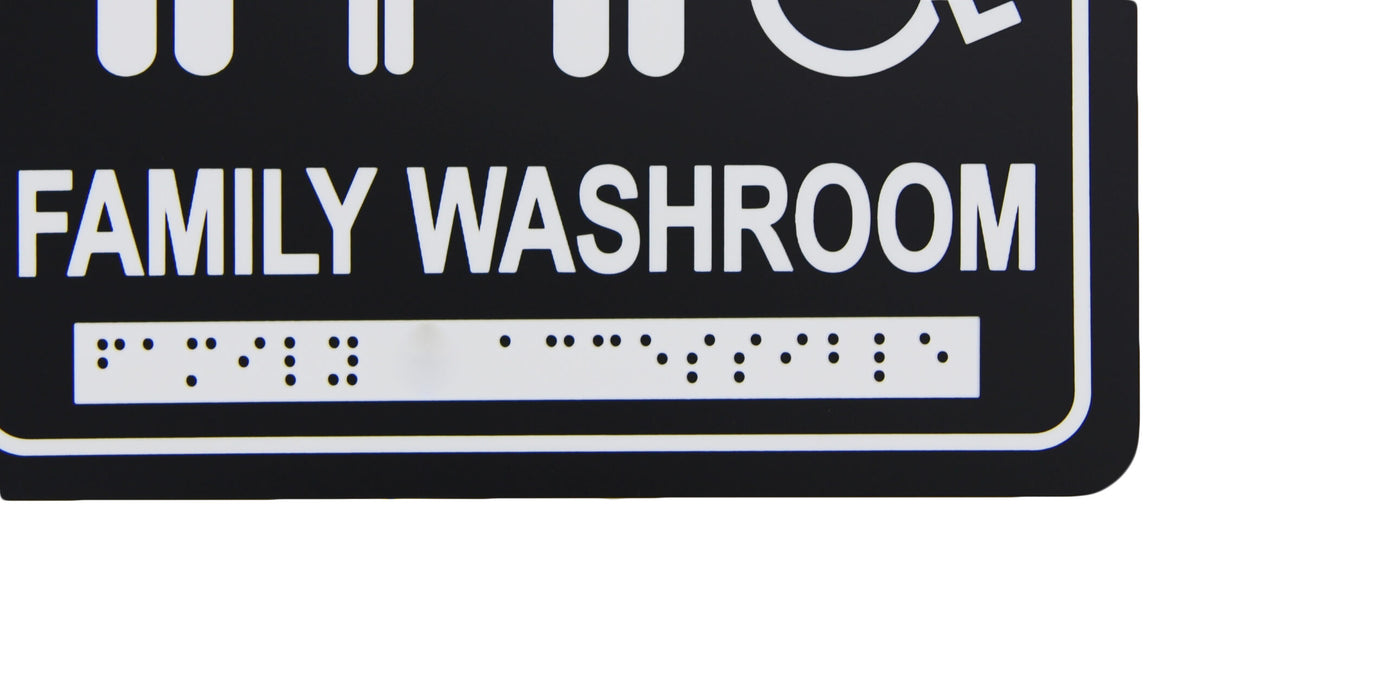 Frost 959 Washroom Signage – Family and Accessible with Braille Emboss, Black