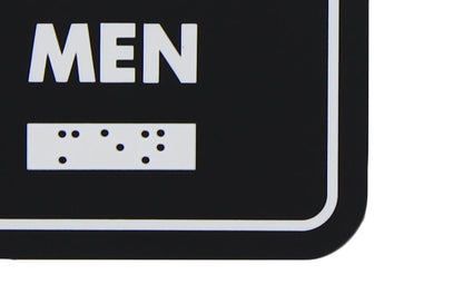 Frost 960 Washroom Signage – Male with Braille Emboss, Black