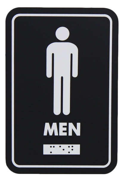 Frost 960 Washroom Signage – Male with Braille Emboss, Black