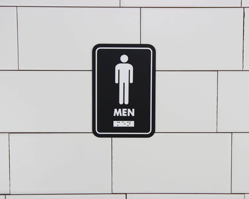 Frost 960 Washroom Signage – Male with Braille Emboss, Black
