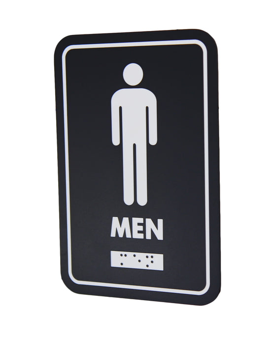 Frost 960 Washroom Signage – Male with Braille Emboss, Black