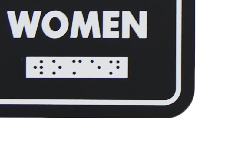 Frost 961 Washroom Signage – Female with Braille Emboss, Black