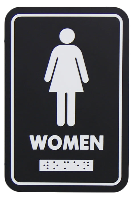 Frost 961 Washroom Signage – Female with Braille Emboss, Black