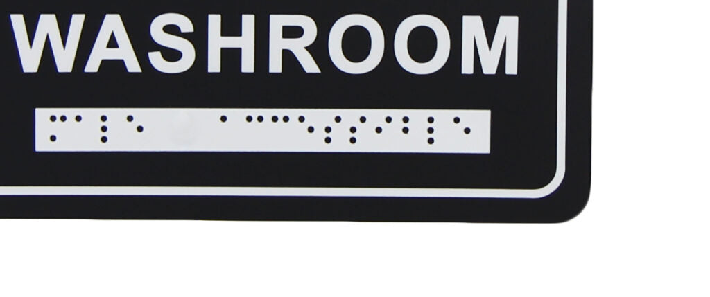 Frost 962 Washroom Signage- Male/Wheelchair with Braille Emboss, Black