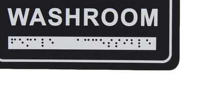 Frost 963 Washroom Signage- Female/Wheelchair with Braille Emboss, Black