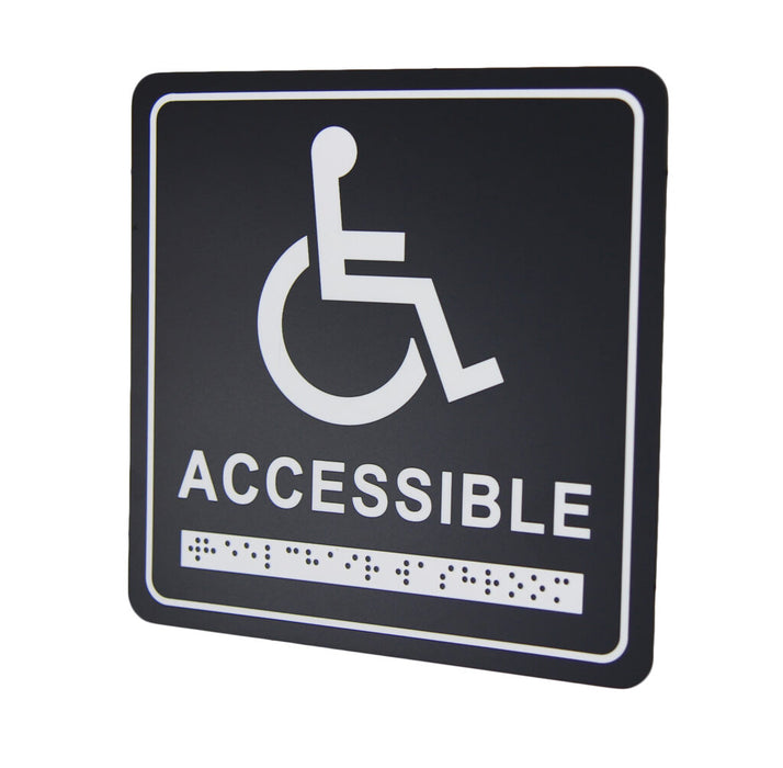 Frost 964 Washroom Signage – Wheelchair with Braille Emboss, Black
