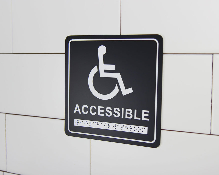 Frost 964 Washroom Signage – Wheelchair with Braille Emboss, Black