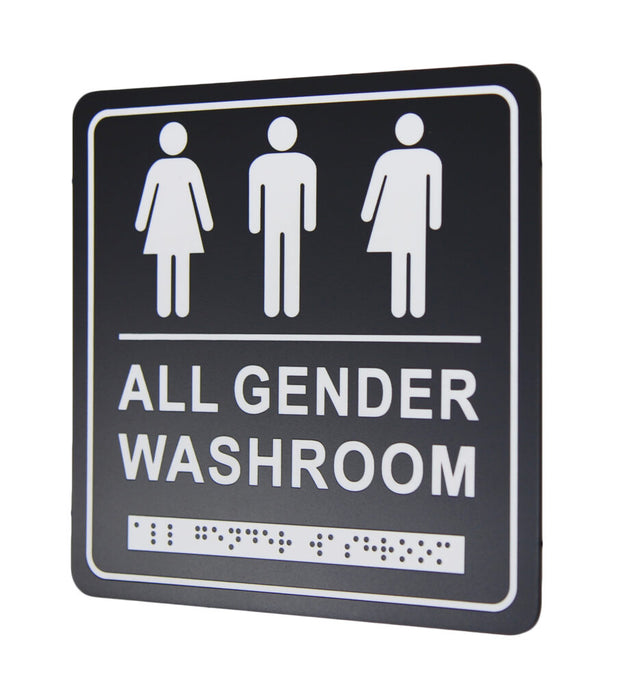 Frost 965 Washroom Signage- Gender Neutral with Braille Emboss, Black