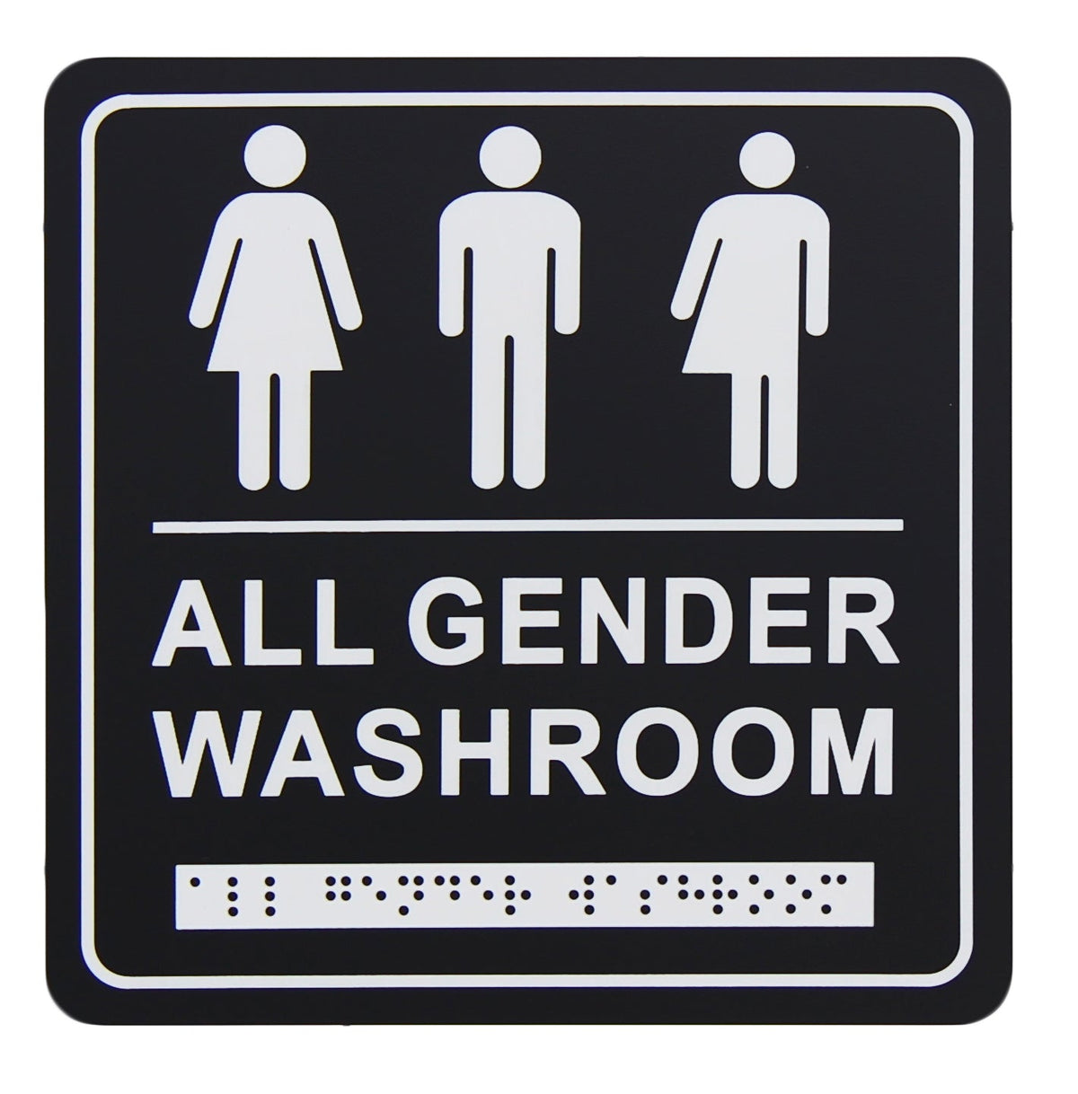 Frost 965 Washroom Signage- Gender Neutral with Braille Emboss, Black