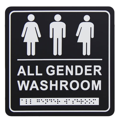 Frost 965 Washroom Signage- Gender Neutral with Braille Emboss, Black