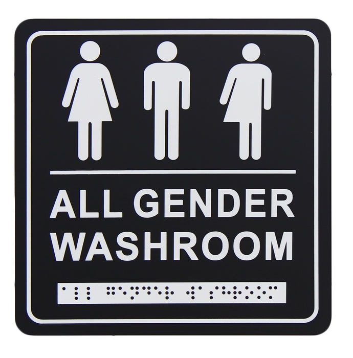 Frost 965 Washroom Signage- Gender Neutral with Braille Emboss, Black