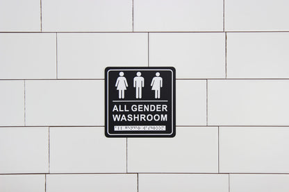 Frost 965 Washroom Signage- Gender Neutral with Braille Emboss, Black