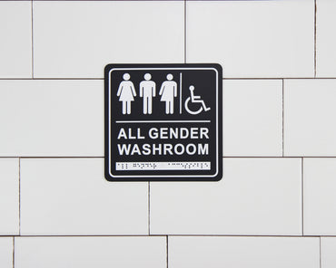 Frost 966 Washroom Signage- Gender Neutral/Wheelchair with Braille Emboss, Black