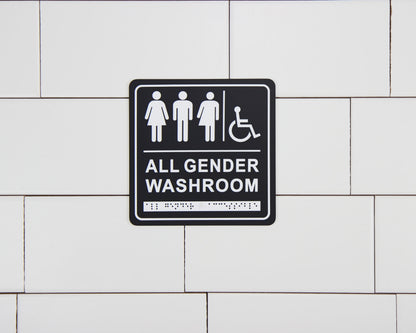 Frost 966 Washroom Signage- Gender Neutral/Wheelchair with Braille Emboss, Black