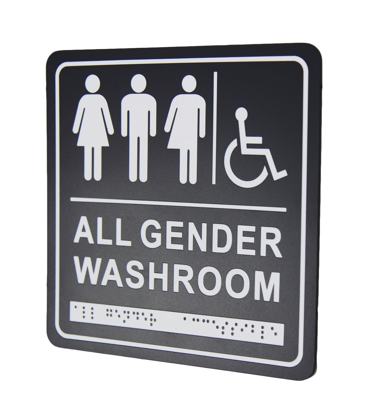 Frost 966 Washroom Signage- Gender Neutral/Wheelchair with Braille Emboss, Black