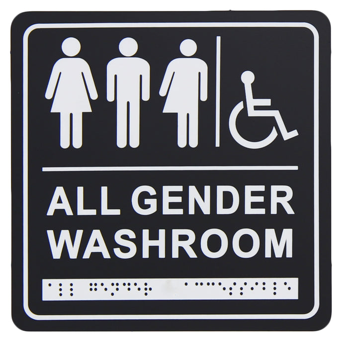 Frost 966 Washroom Signage- Gender Neutral/Wheelchair with Braille Emboss, Black
