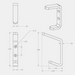 Technical line drawing showing multiple orthographic views of a coat hook with dimensions.