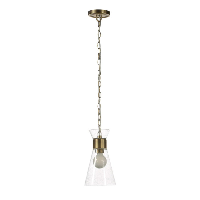 Viviana Clear Seeded Glass Pendant – Antique Brass
