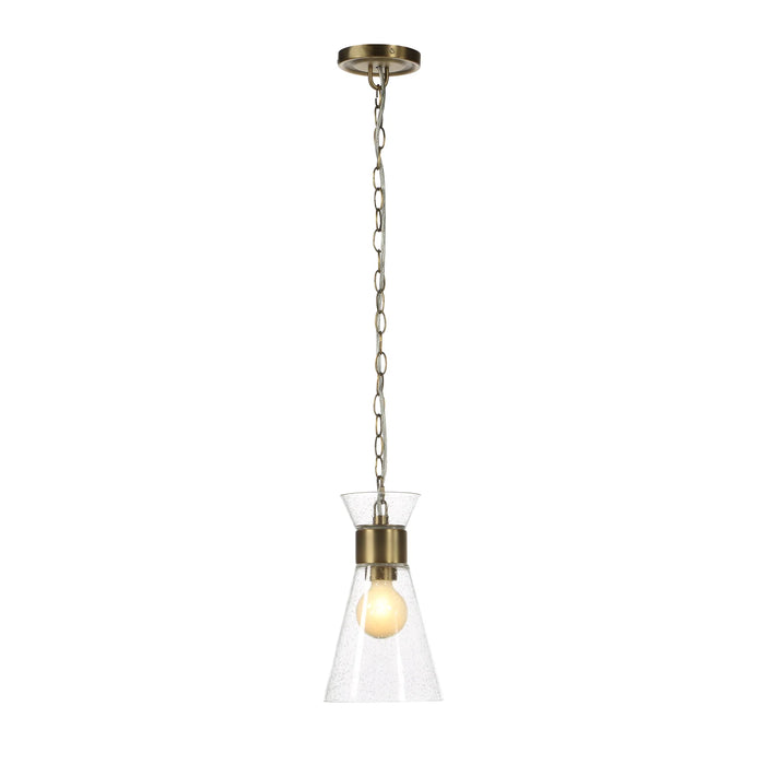 Viviana Clear Seeded Glass Pendant – Antique Brass