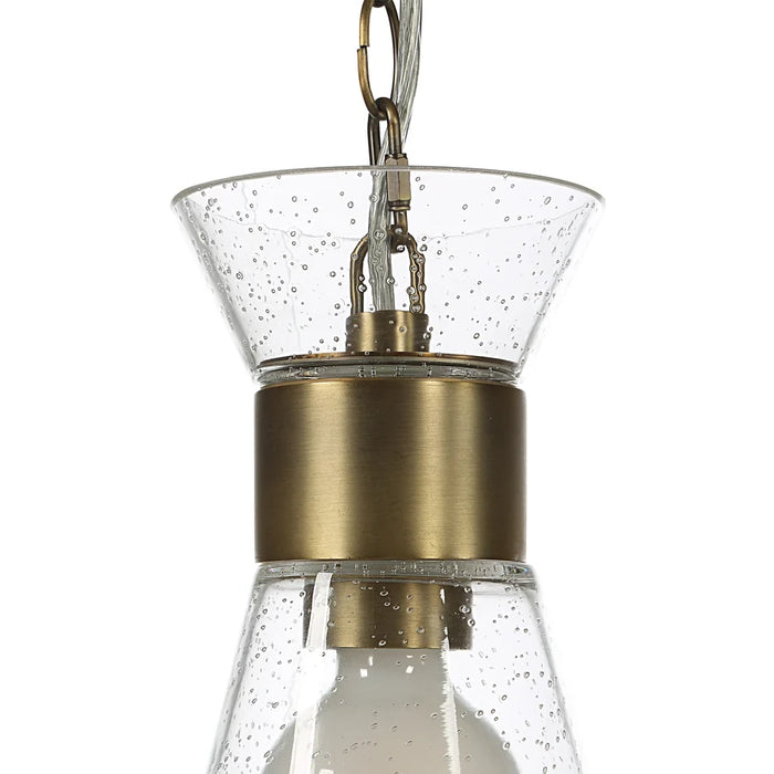 Viviana Clear Seeded Glass Pendant – Antique Brass
