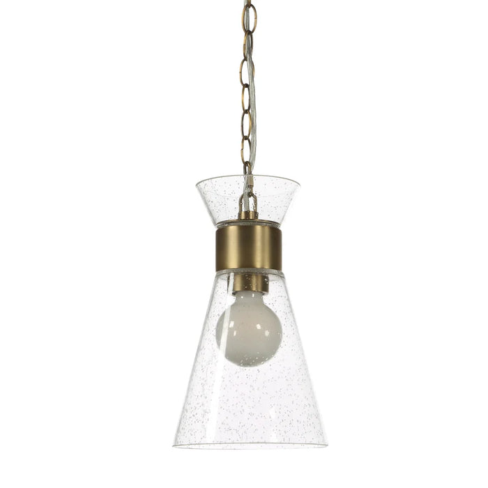 Viviana Clear Seeded Glass Pendant – Antique Brass