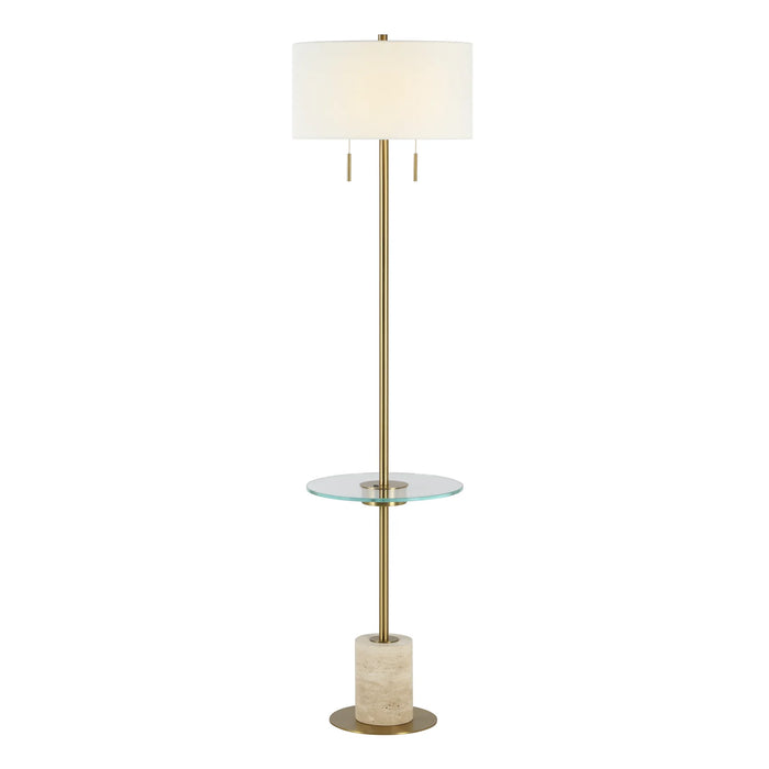 Renwil Pownal Antique Brass Floor Lamp with Glass Shelf