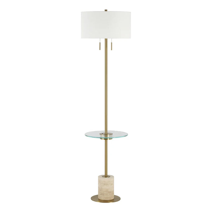 Renwil Pownal Antique Brass Floor Lamp with Glass Shelf