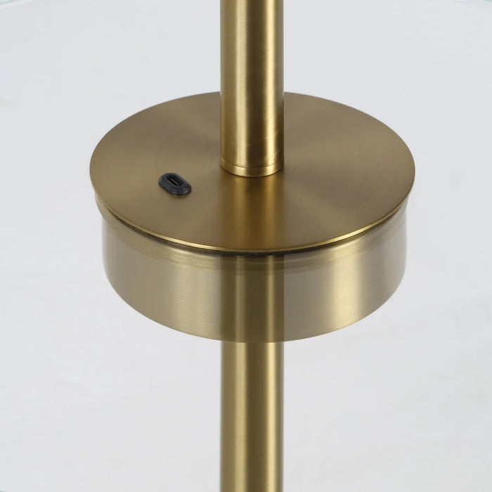 Renwil Pownal Antique Brass Floor Lamp with Glass Shelf
