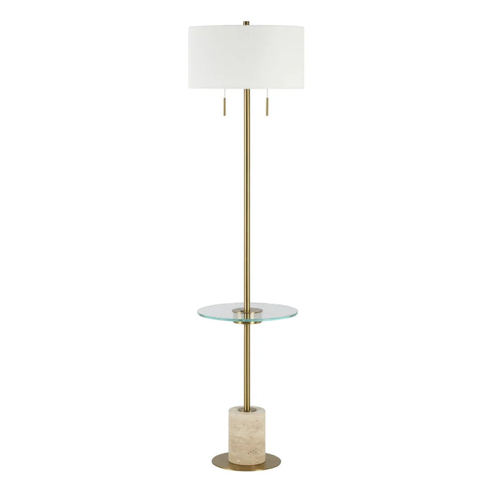 Renwil Pownal Antique Brass Floor Lamp with Glass Shelf