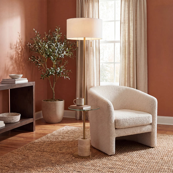 Renwil Pownal Antique Brass Floor Lamp with Glass Shelf