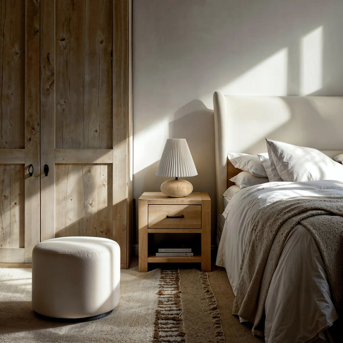 Lampe de table Lechuga de Renwil – Lin beige et avoine