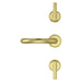 Pfister Contempra 2-handle 8-inch widespread bathroom faucet in brushed gold, top view emphasizing its symmetrical handle arrangement and rich, warm finish.