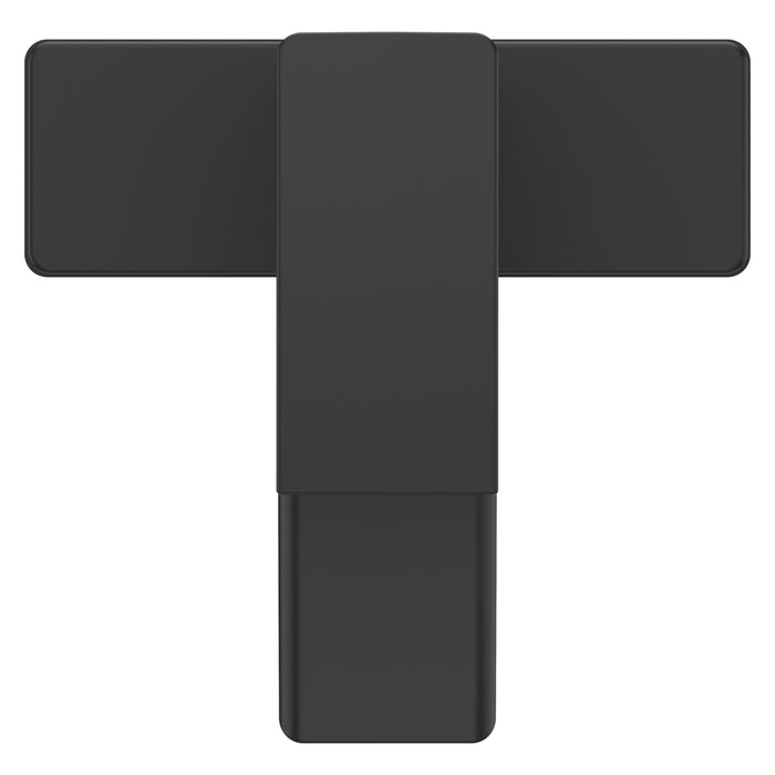 Top view of the Pfister Kenzo faucet in matte black, showing the slim handle and contemporary rectangular spout.
