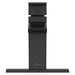 Front View: "Pfister Kenzo single-control bathroom faucet in matte black, featuring a sleek rectangular spout and flat handle in a bold modern design.