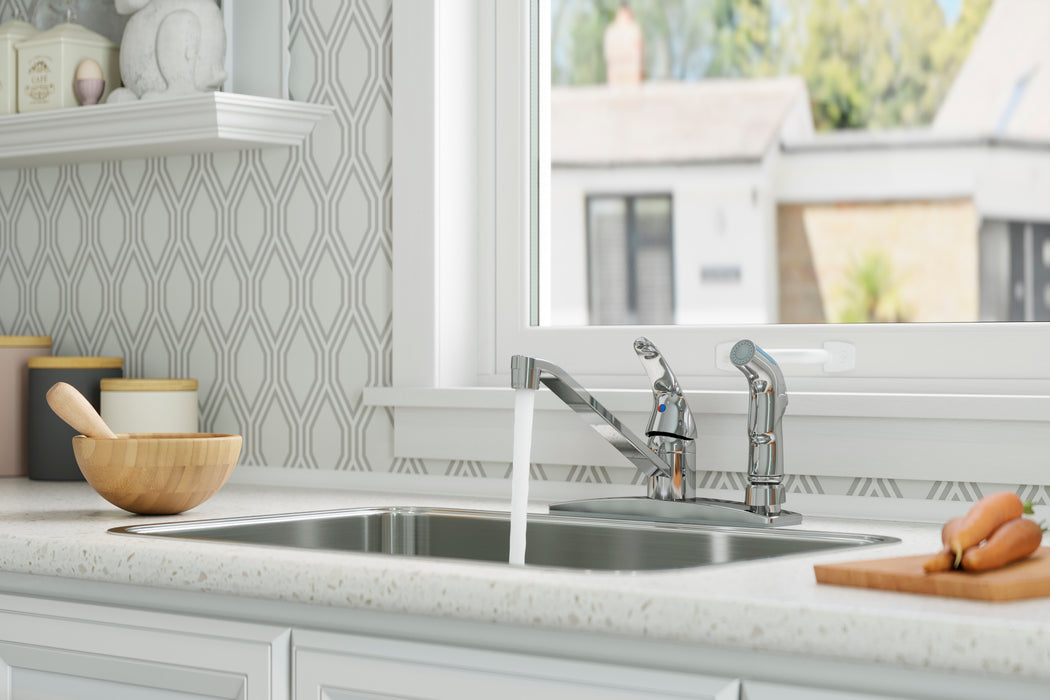 Pfirst Series 1-Handle Kitchen Faucet With Side Spray - Polished Chrome - Single Handle