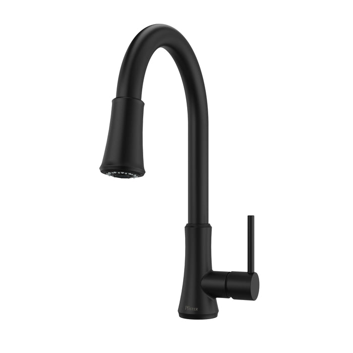 Pfirst Series 1-Handle Pull-Down Kitchen Faucet - Matte Black - Pull-Down