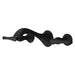 Pfister Rhen 2-handle wall-mount bathroom faucet in matte black, side view showcasing its graceful spout and refined handle design.