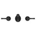 Pfister Rhen 2-handle wall-mount bathroom faucet in matte black, front view highlighting its bold, sculptural spout and sleek lever handles.